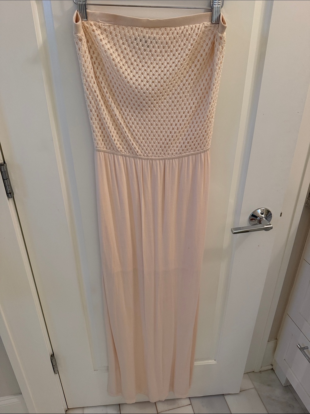 Tart Strapless Lace Bodice Maxi Dress in Blush